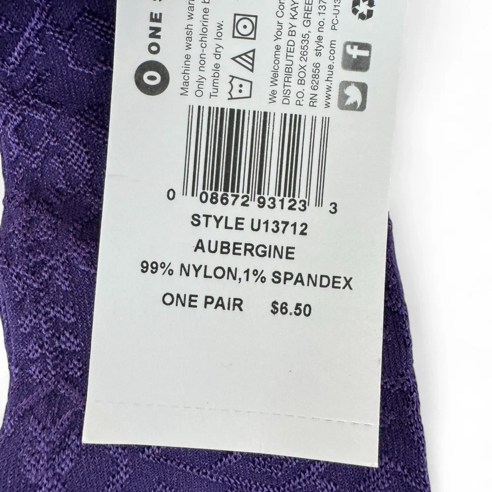 Hue Aubergine Purple Luster Brocade Socks Womens One Size Fits Most‎